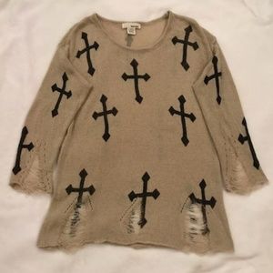 Sans Souci Distressed Cross Sweater